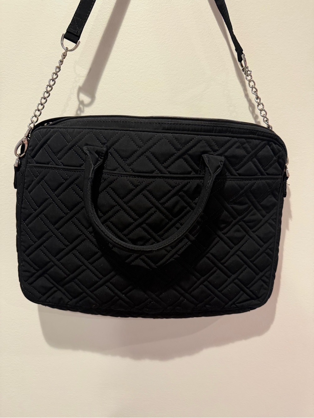 Vera Bradley Classic Black Quilted Laptop Crossbody Messenger Bagy Work Tote - Picture 6 of 6
